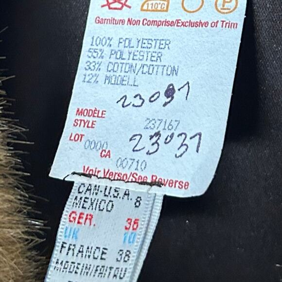 Joseph Ribkoff Bronze Metallic Knit Faix Fur Collar Cardigan Sweater Womens 8 - Picture 6 of 7